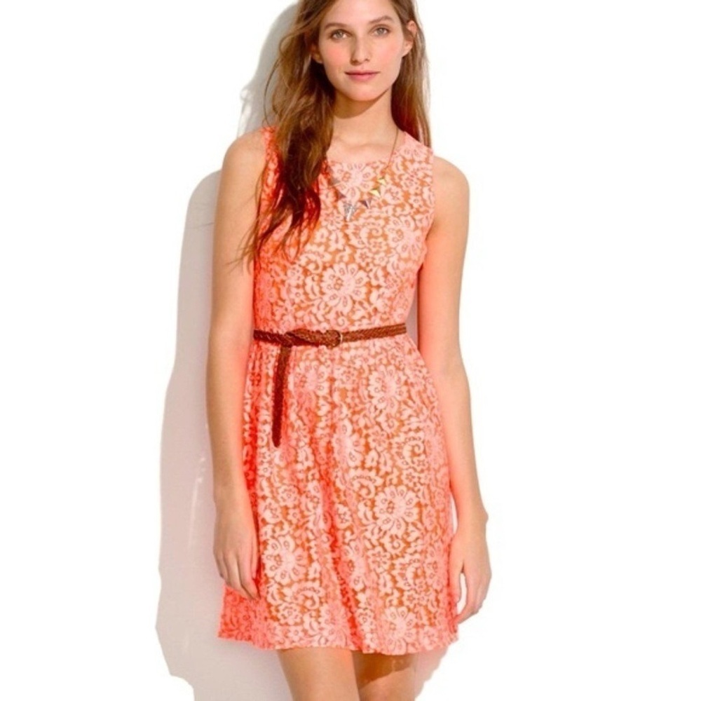Madewell Neon Orange Lace Dress